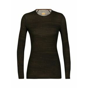 dámské triko dlouhý rukáv ICEBREAKER Wmns 200 Oasis LS Crewe Ski Tracks, Black/Clove/Aop velikost: M