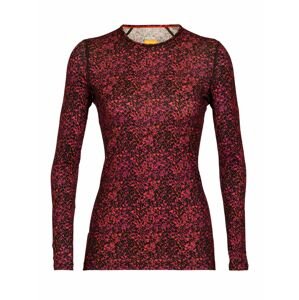 dámské triko dlouhý rukáv ICEBREAKER Wmns 200 Oasis LS Crewe Lichen, Black/Cherry/Flash/Aop velikost: M