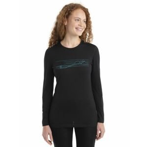 ICEBREAKER Wmns 200 Oasis LS Crewe Ski Stripes, Black velikost: L