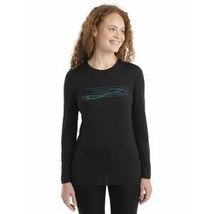 ICEBREAKER Wmns 200 Oasis LS Crewe Ski Stripes, Black velikost: M