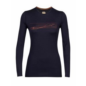 dámské triko dlouhý rukáv ICEBREAKER Wmns 200 Oasis LS Crewe Ski Stripes, Midnight Navy velikost: S