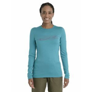 ICEBREAKER Wmns 200 Oasis LS Crewe Ski Stripes, Flux Green velikost: L