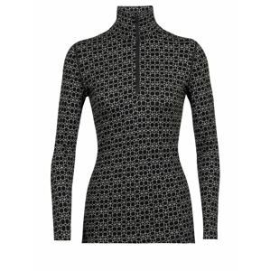 dámské triko dlouhý rukáv ICEBREAKER Wmns 250 Vertex LS Half Zip Alpine Geo, Black/Snow/J velikost: M