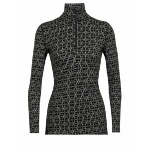 dámské triko dlouhý rukáv ICEBREAKER Wmns 250 Vertex LS Half Zip Alpine Geo, Black/Snow/J velikost: S