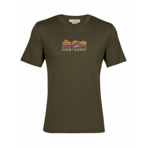 pánské triko krátký rukáv ICEBREAKER Mens Tech Lite II SS Tee Mountain Geology, Loden velikost: XL