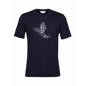 pánské triko krátký rukáv ICEBREAKER Mens Tech Lite II SS Tee Skiing Yeti, Midnight Navy velikost: L