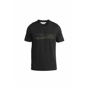 ICEBREAKER Mens Tech Lite II SS Tee Ski Stripes, Black velikost: M