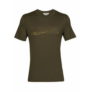 pánské triko krátký rukáv ICEBREAKER Mens Tech Lite II SS Tee Ski Stripes, Loden velikost: XL