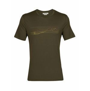 pánské triko krátký rukáv ICEBREAKER Mens Tech Lite II SS Tee Ski Stripes, Loden velikost: XXL