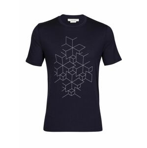 pánské triko krátký rukáv ICEBREAKER Mens Tech Lite II SS Tee Snowflake, Midnight Navy velikost: L