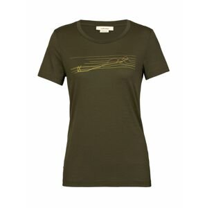 dámské triko krátký rukáv ICEBREAKER Wmns Tech Lite II SS Tee Ski Stripes, Loden velikost: M