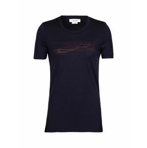 dámské triko krátký rukáv ICEBREAKER Wmns Tech Lite II SS Tee Ski Stripes, Midnight Navy velikost: M