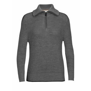 dámská mikina, zip ICEBREAKER Wmns Lodge LS Half Zip Sweater, Gritstone HTHR/Black velikost: L