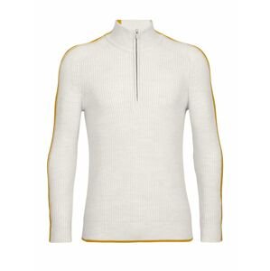 pánská mikina, zip ICEBREAKER Mens Lodge LS Half Zip Sweater, Ecru HTHR/Silent Gold velikost: L