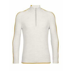 pánská mikina, zip ICEBREAKER Mens Lodge LS Half Zip Sweater, Ecru HTHR/Silent Gold velikost: M