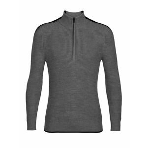 pánská mikina, zip ICEBREAKER Mens Lodge LS Half Zip Sweater, Gritstone HTHR/Black velikost: L