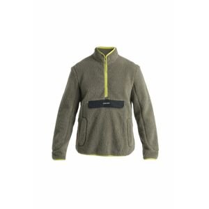 ICEBREAKER Mens ICL RealFleece High Pile LS Half Zip, Loden/Black/Bio Lime velikost: L