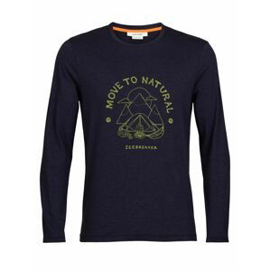 pánské triko dlouhý rukáv ICEBREAKER Mens Central Classic LS Tee Canopy Camper, Midnight Navy velikost: L