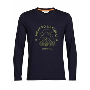 pánské triko dlouhý rukáv ICEBREAKER Mens Central Classic LS Tee Canopy Camper, Midnight Navy velikost: S