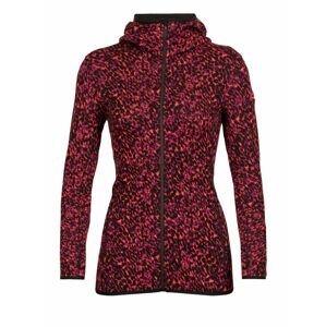 Dámská mikina ICEBREAKER Wmns Elemental LS Zip Hood Lichen, Black/Cherry/Flash/Aop velikost: XS