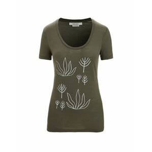 ICEBREAKER Wmns Tech Lite II SS Scoop Tee Fresh Growth, Loden velikost: XL