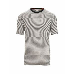 ICEBREAKER Mens Merino Linen SS Tee Stripe, Snow/Black velikost: L