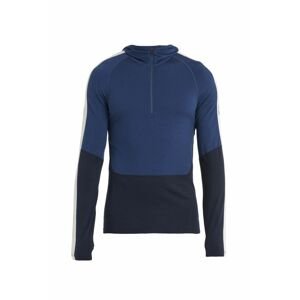 Pánské merino triko dlouhý rukáv, 1/2 zip ICEBREAKER Mens Merino 200 Sonebula LS Half Zip Hood, Mid Nvy/Royal Nvy/Snow velikost: L