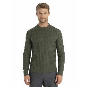 ICEBREAKER Mens Merino Cable Knit Crewe Sweater, Loden velikost: L