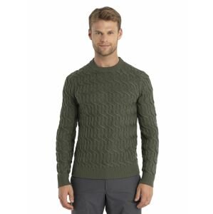 ICEBREAKER Mens Merino Cable Knit Crewe Sweater, Loden velikost: M