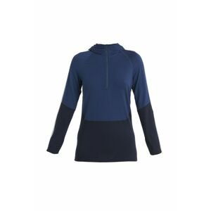 ICEBREAKER Wmns Merino 200 Sonebula LS Half Zip Hood, Mid Nvy/Royal Nvy/Snow velikost: S