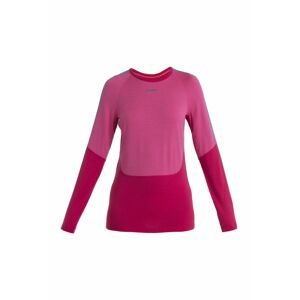 ICEBREAKER Wmns Merino 200 Sonebula LS Crewe, Electron Pink/Tempo/Flux Green velikost: M