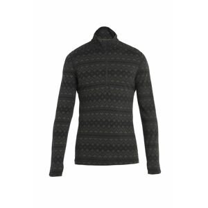 ICEBREAKER Mens Merino 200 Oasis LS Half Zip First Snow, Black/Loden/Aop velikost: XL