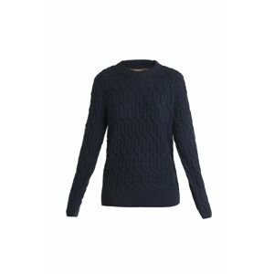 ICEBREAKER Wmns Merino Cable Knit Crewe Sweater, Midnight Navy velikost: S