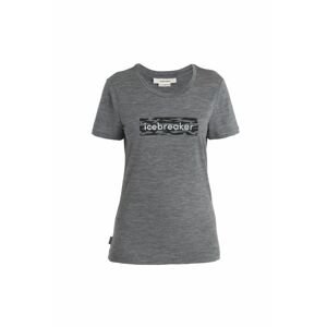 ICEBREAKER Wmns Merino 150 Tech Lite II SS T IcebLogoCamo, Gritstone Heather velikost: XS