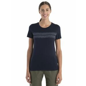 ICEBREAKER Wmns Merino 150 Tech Lite II SS T First Snow Stripe, Midnight Navy velikost: L