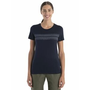 ICEBREAKER Wmns Merino 150 Tech Lite II SS T First Snow Stripe, Midnight Navy velikost: XS