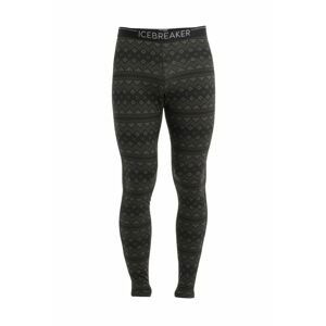 ICEBREAKER Mens Merino 200 Oasis Leggings First Snow, Black/Loden/Aop velikost: M