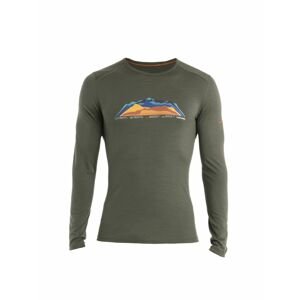 ICEBREAKER Mens Merino 200 Oasis LS Crewe 7 Mountain Tops, Loden velikost: M