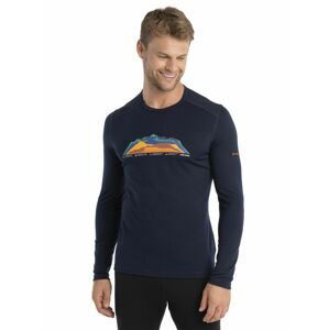 ICEBREAKER Mens Merino 200 Oasis LS Crewe 7 Mountain Tops, Midnight Navy velikost: S