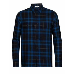 pánská košile dlouhý rukáv ICEBREAKER Mens Dawnder LS Flannel Shirt Plaid, Midnight Navy velikost: L