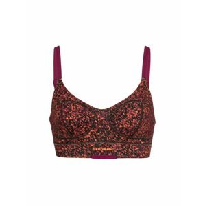 dámské podprsenka ICEBREAKER Wmns Queens Clasp Bra, Black/Cherry/Flash/Aop velikost: S