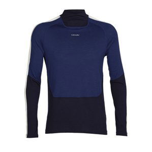 pánské merino triko dlouhý rukáv  ICEBREAKER Mens 200 Sonebula LS High Neck, Mid Nvy/Royal Nvy/Snow/Cb velikost: M