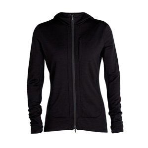 dámská merino mikina ICEBREAKER Wmns Quantum III LS Zip Hood, Black velikost: L