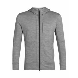 pánská merino mikina s kapucí, zip ICEBREAKER Mens Quantum III LS Zip Hoodie, Metro Heather/Black velikost: M