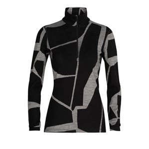 dámské merino triko dlouhý rukáv  ICEBREAKER Wmns 250 Vertex LS Half Zip  Landscapes, Black/J velikost: XS