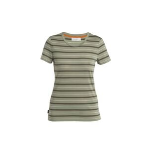 ICEBREAKER Wmns Wave SS Tee Stripe, Lichen/Loden/Snow velikost: XS