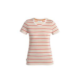 ICEBREAKER Wmns Wave SS Tee Stripe, Ecru Heather/Tang/Lux velikost: XS