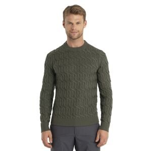 ICEBREAKER Mens Merino Cable Knit Crewe Sweater, Loden velikost: S