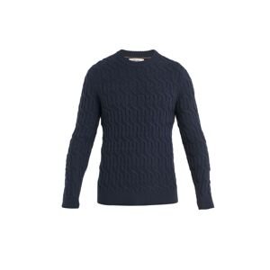 ICEBREAKER Mens Merino Cable Knit Crewe Sweater, Midnight Navy velikost: L