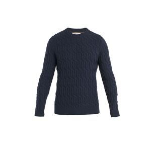 ICEBREAKER Mens Merino Cable Knit Crewe Sweater, Midnight Navy velikost: S